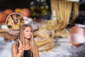 pasta fatta in casa e donna che dice no